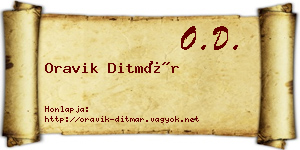 Oravik Ditmár névjegykártya
